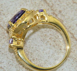 璀璨臻選 歐美時(shí)尚18K鍍金紫晶石戒指，詮釋婚禮與日常的優(yōu)雅格調(diào)